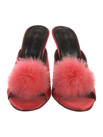 Agent Provocateur Satin Fur Trim Mules