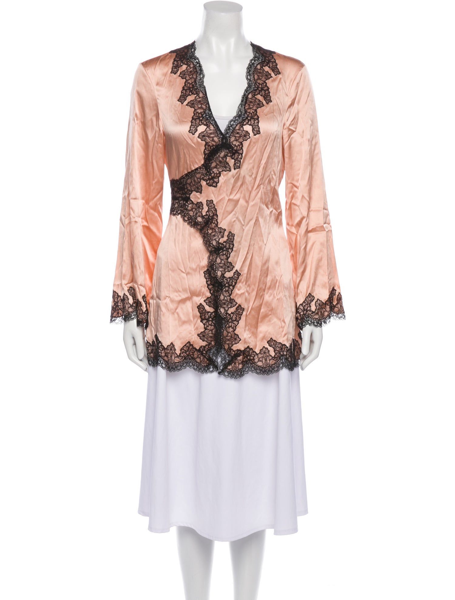 Agent Provocateur Silk Lace Trim Embellishment Robe