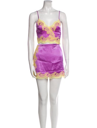 Agent Provocateur Silk Lace Trim Embellishment Pajamas