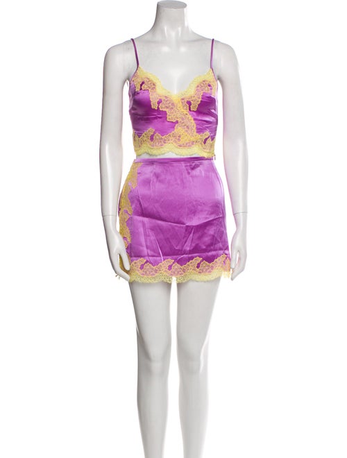 Agent Provocateur Silk Lace Trim Embellishment Pajamas
