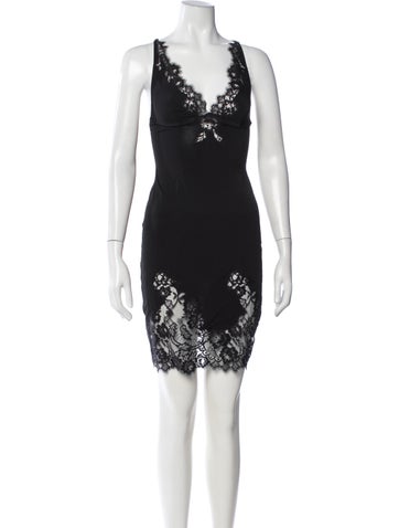 Pre-owned Agent Provocateur Lace Pattern Mini Dress In Black