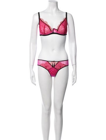 Pre-owned Agent Provocateur Lace Pattern Mesh Accents Lounge Set In Purple