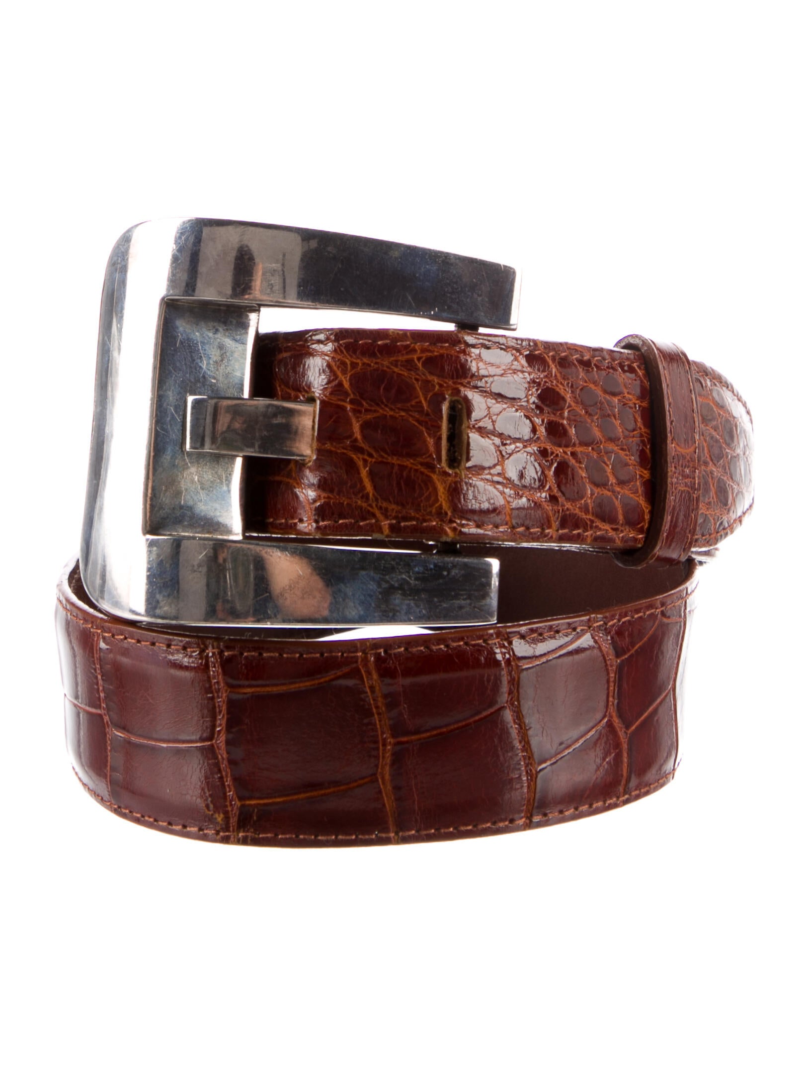 Vintage Rare Patricia Von Musulin Alligator Belt w/Bakelite? Buckle 36”x1.5” Patricia Von Musulin Alligator Belts With Sterling Silver  main image 2