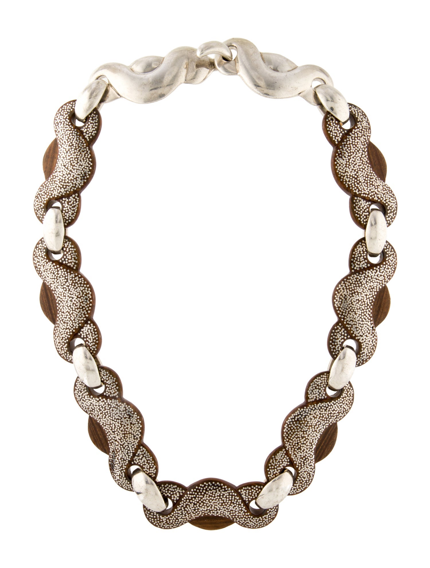 Patricia Von Musulin Vintage Carved Wood Dot Collar Necklace