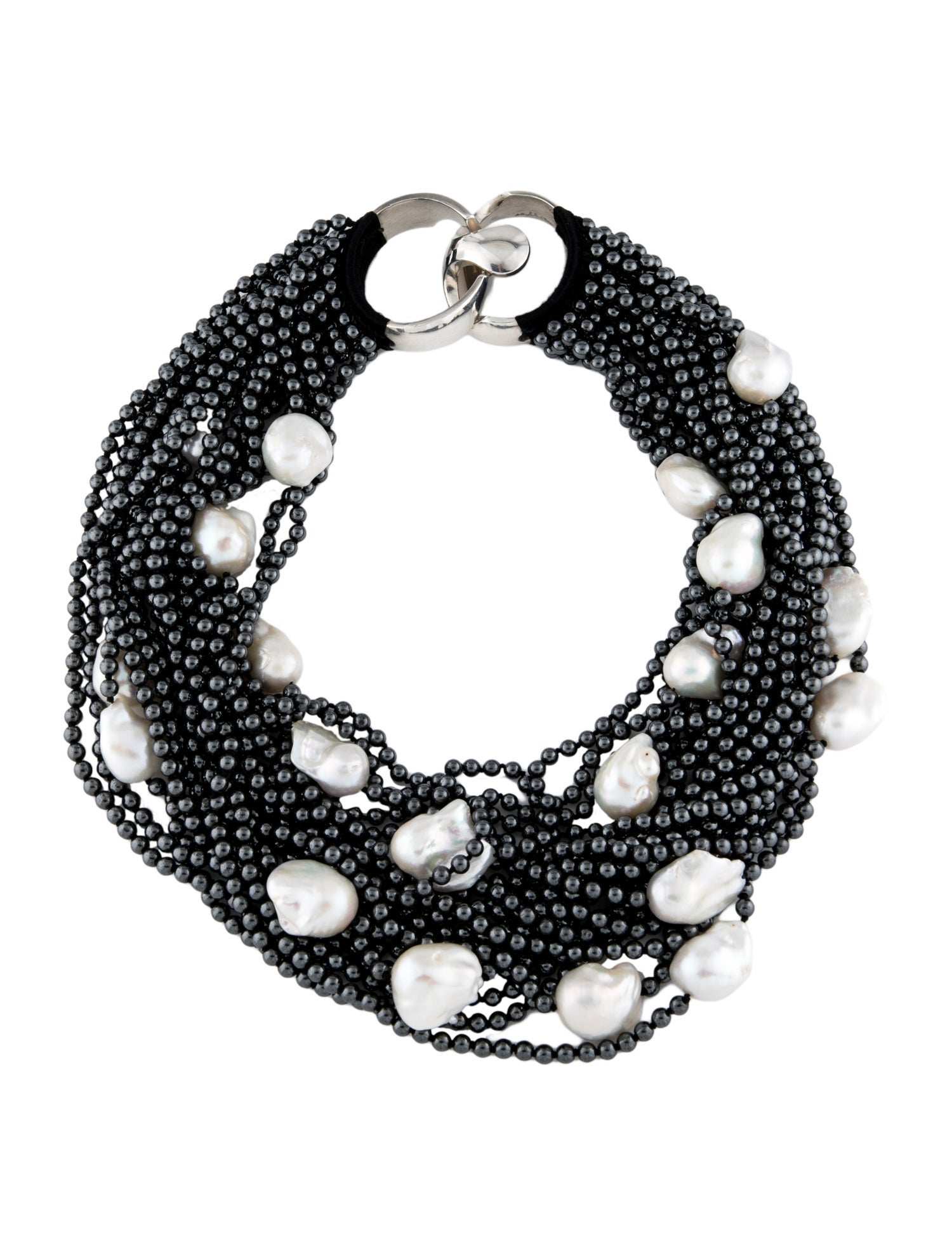 Patricia Von Musulin Pearl & Hematite Multistrand Necklace
