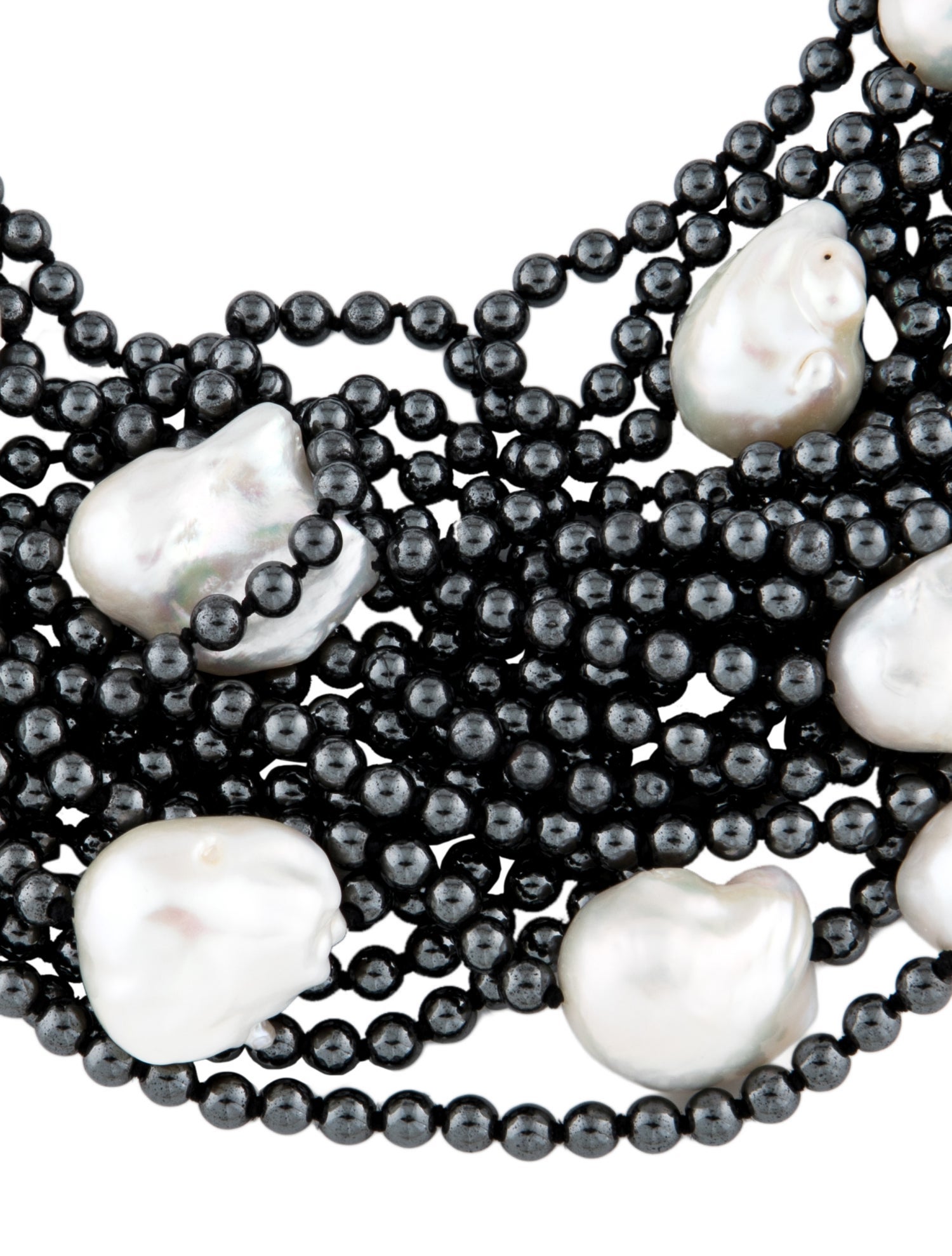 Patricia Von Musulin Pearl & Hematite Multistrand Necklace