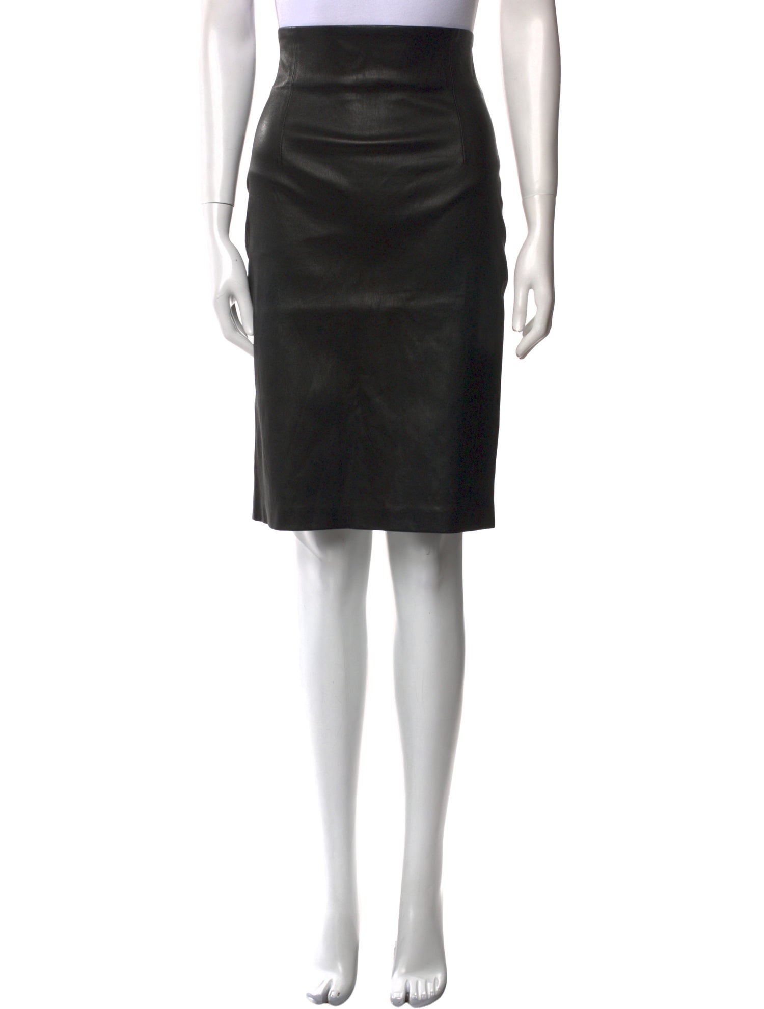 ThePerfext Leather Knee-Length Skirt