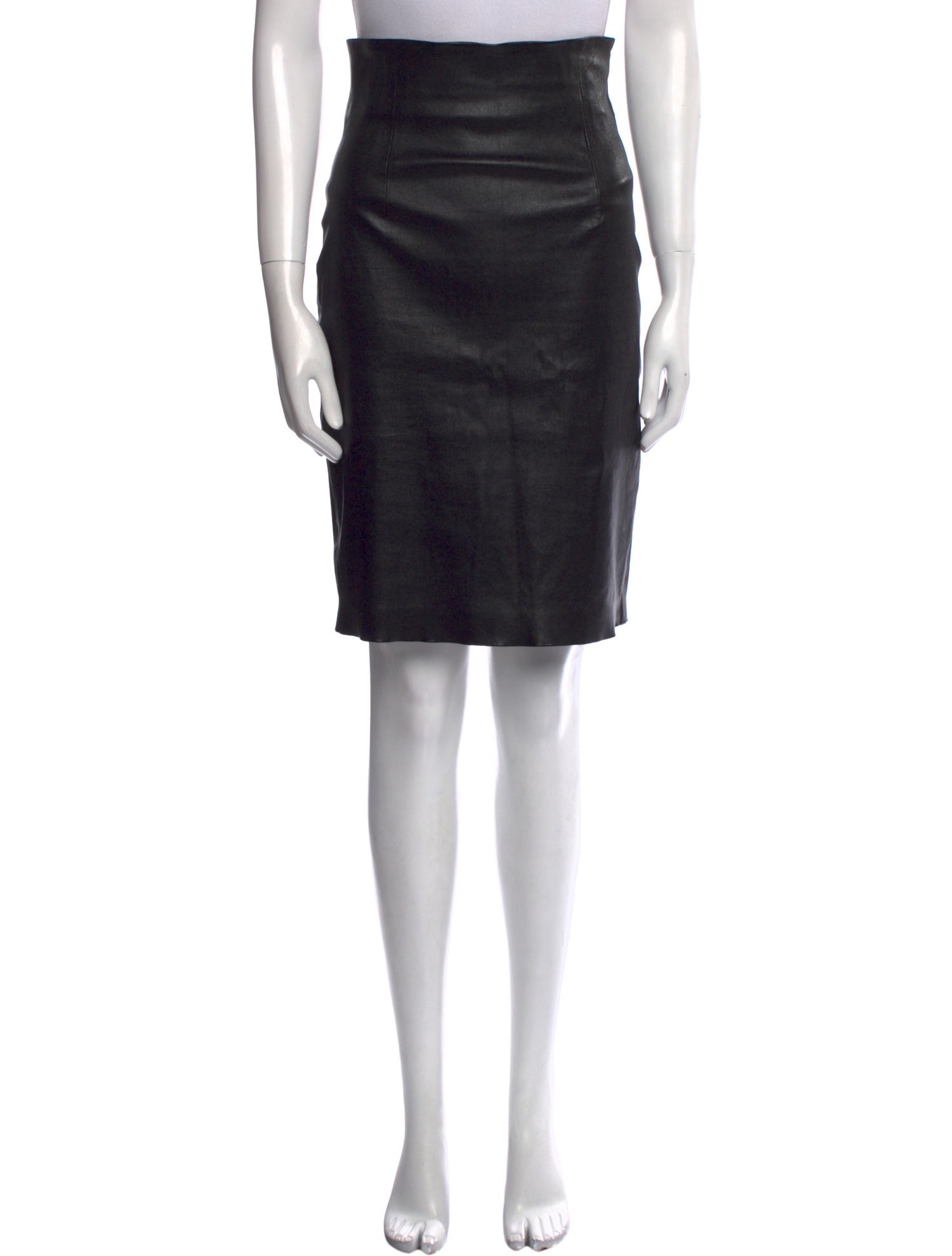 ThePerfext Leather Knee-Length Skirt