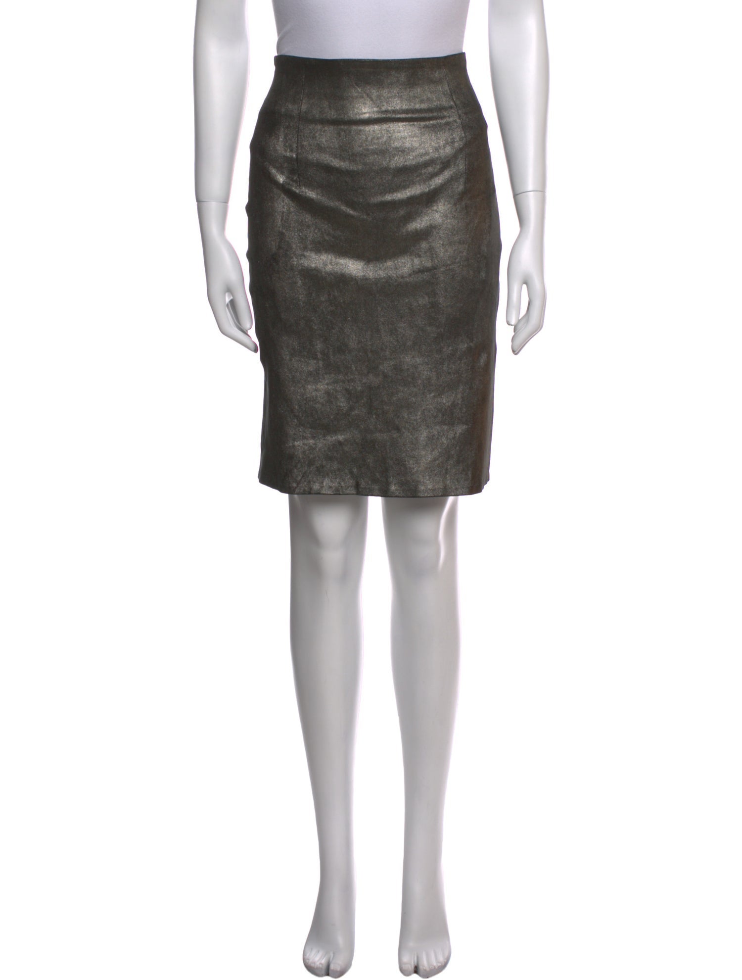 ThePerfext Leather Knee-Length Skirt