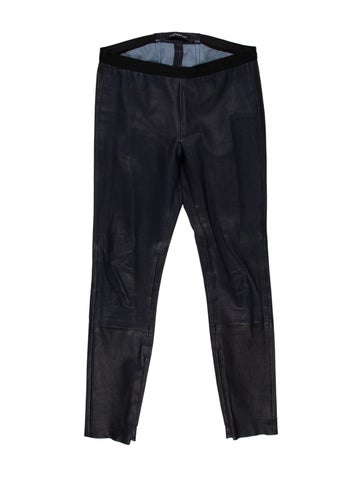Pre-owned Theperfext Leather Skinny Leg Pants In Blue