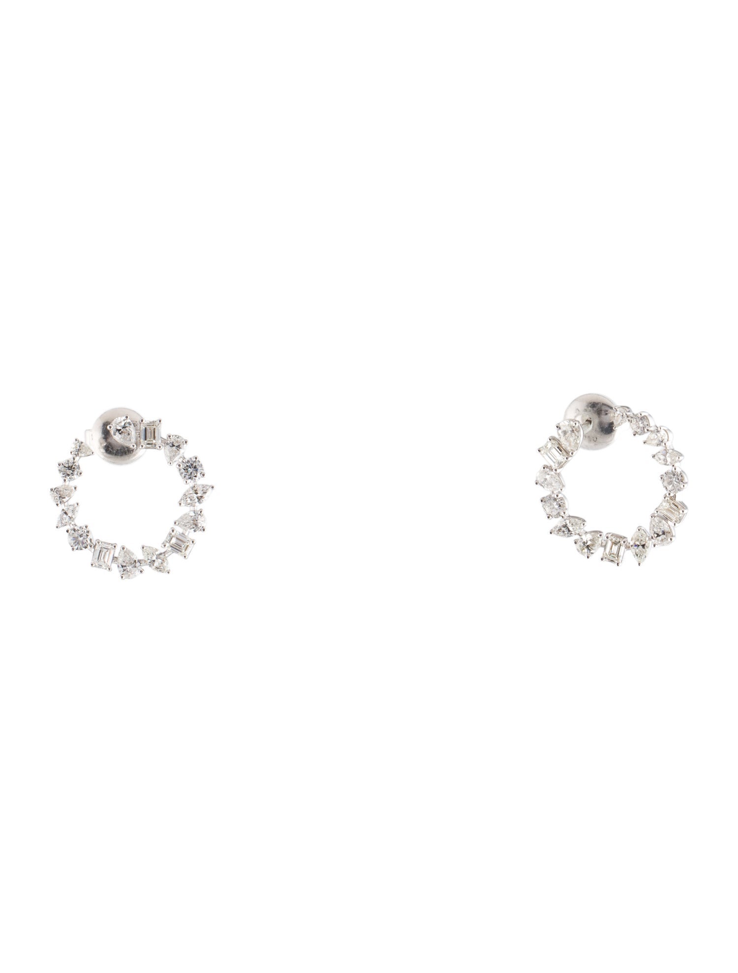 Material Good 18K 4.55ctw Diamond Large Multi-Shape Open Hoop Earrings