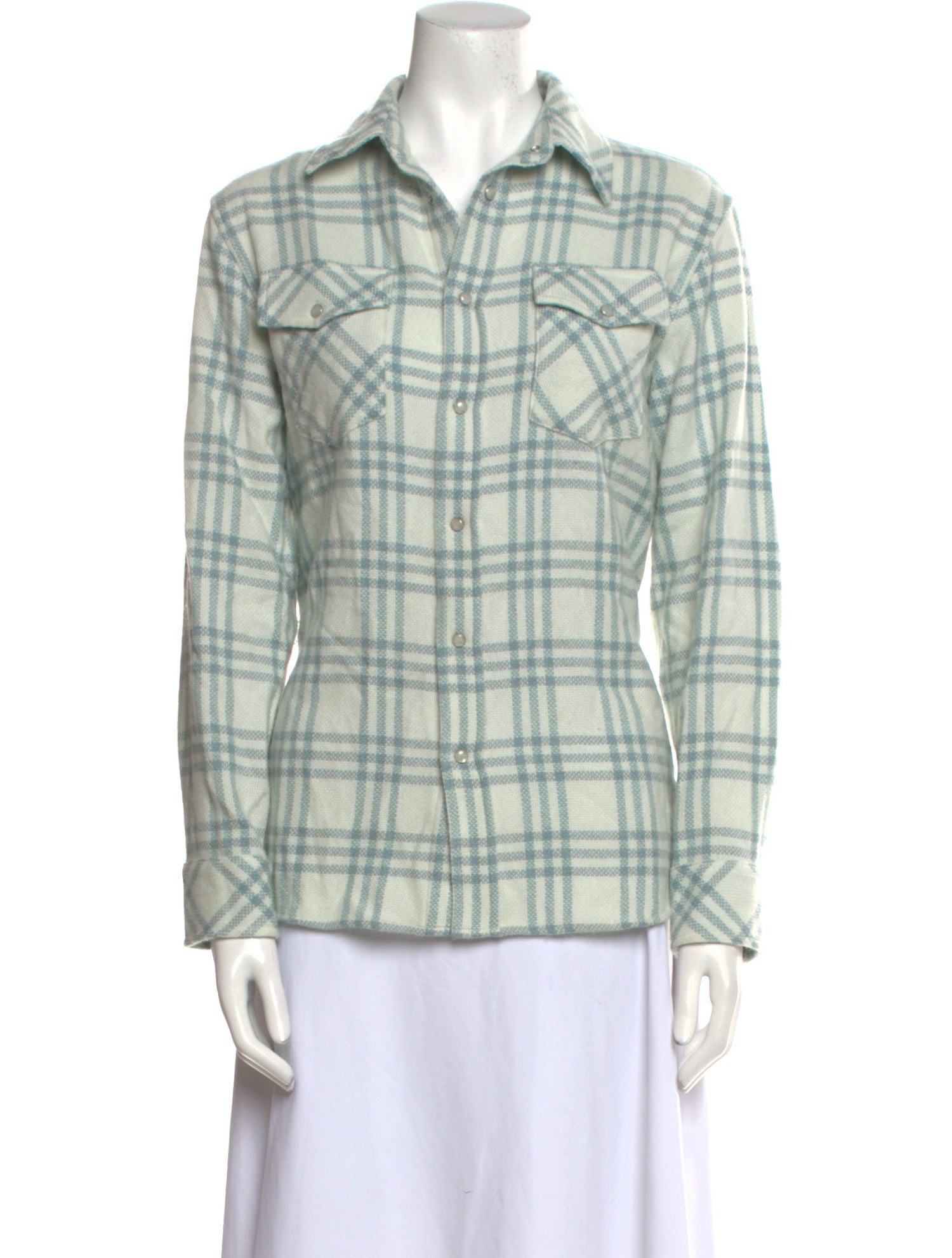 God's True Cashmere Cashmere Plaid Print Button-Up Top