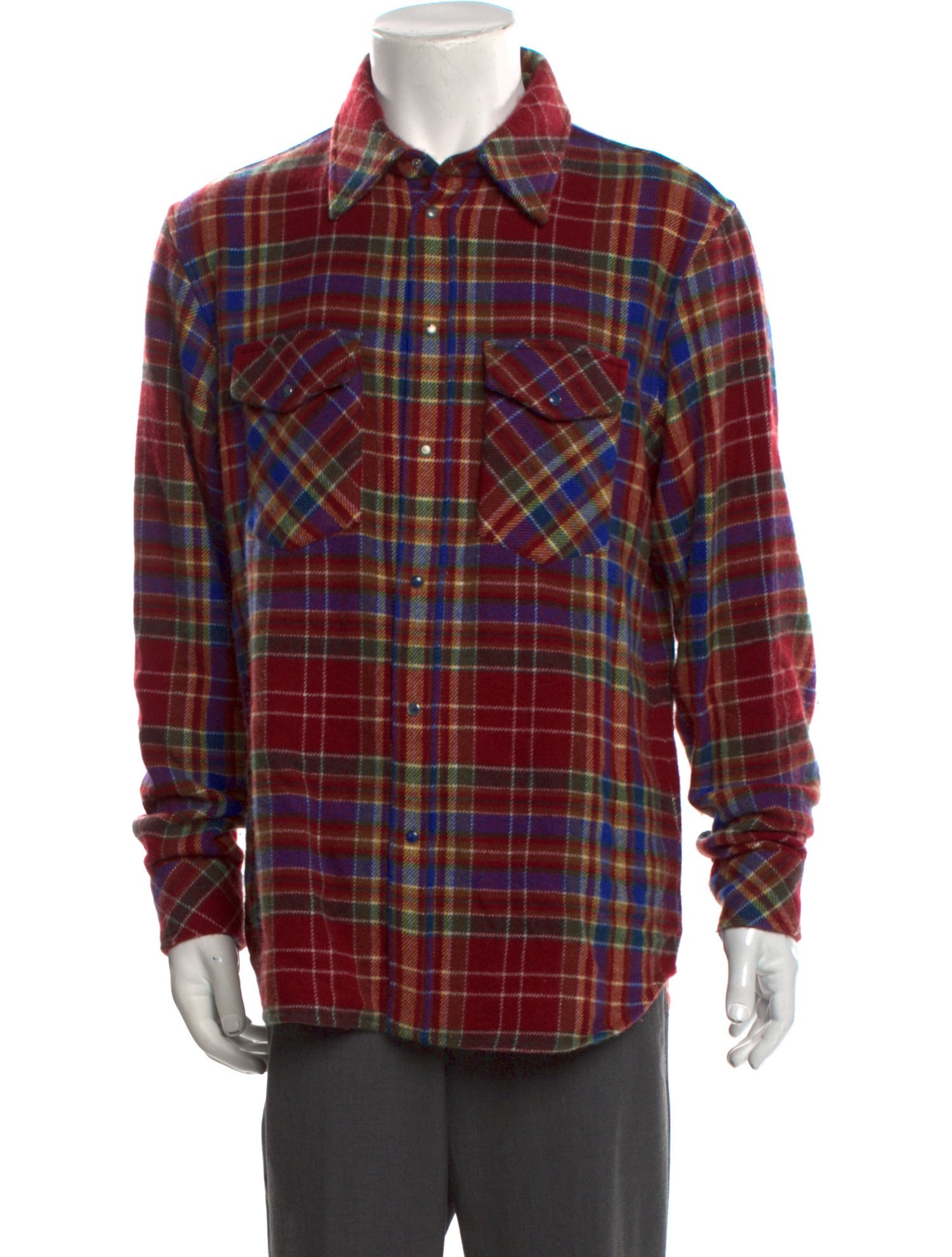 God's True Cashmere Cashmere Plaid Print Western Shirt