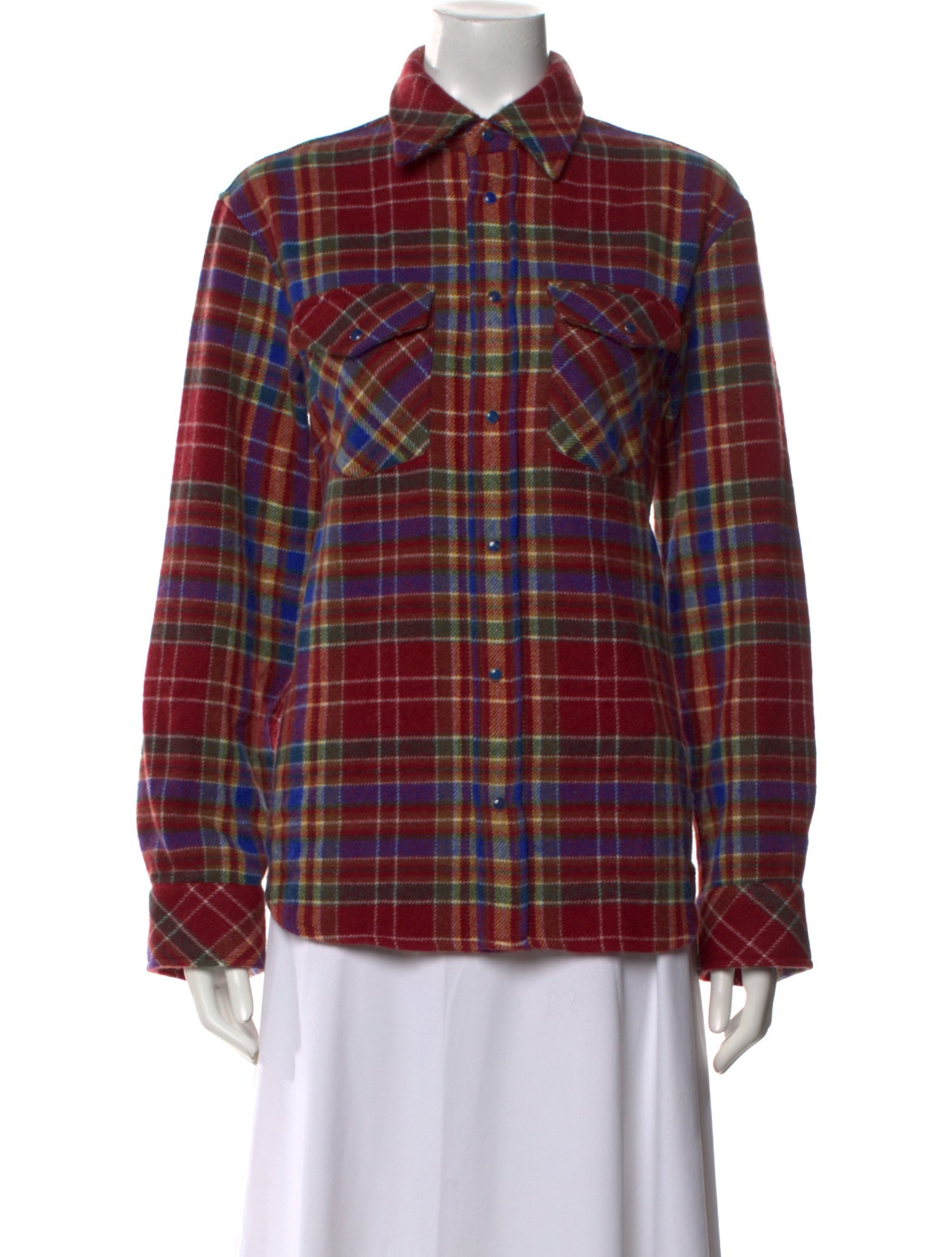 God's True Cashmere Cashmere Plaid Print Button-Up Top