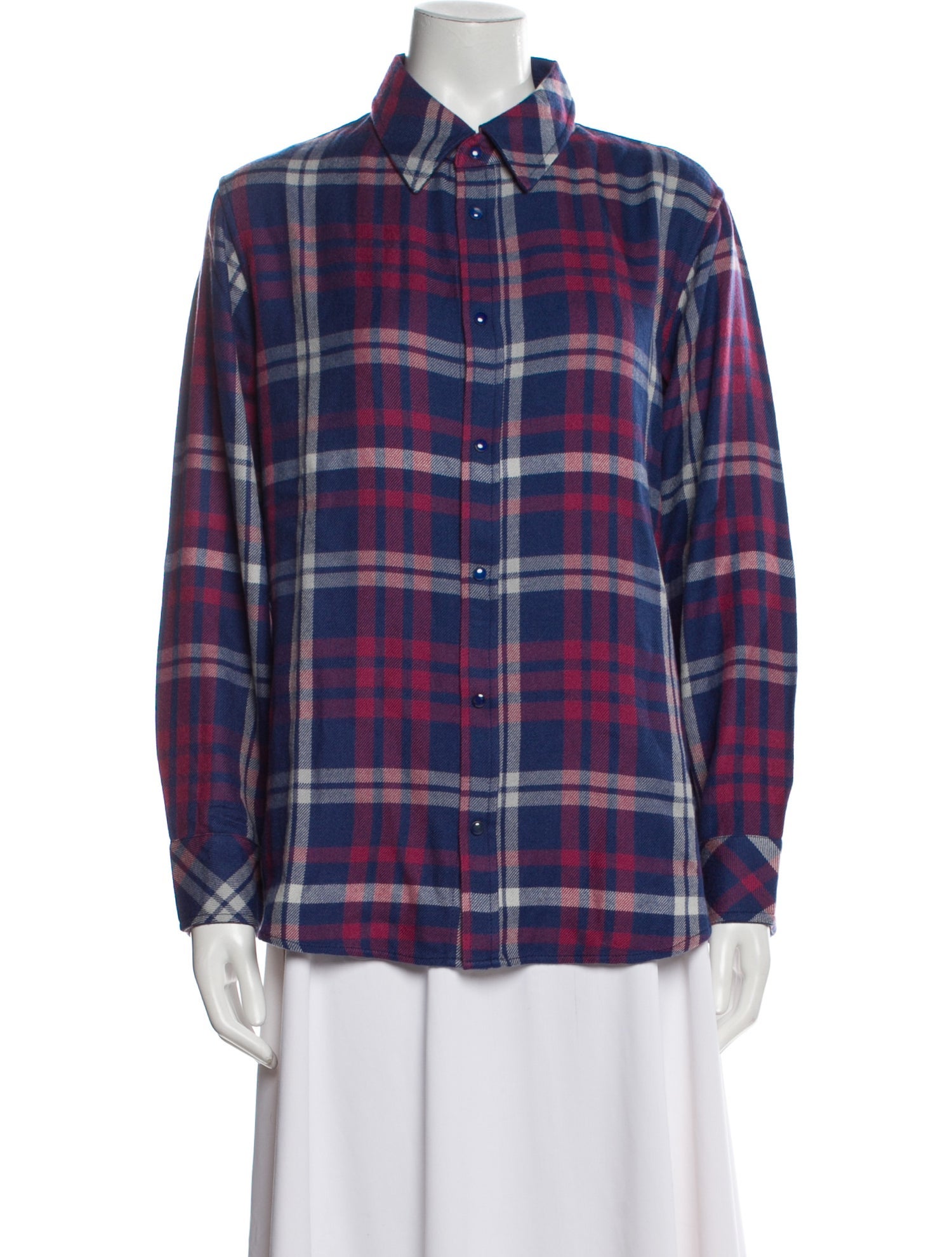 God's True Cashmere Cashmere Plaid Print Button-Up Top w/ Tags