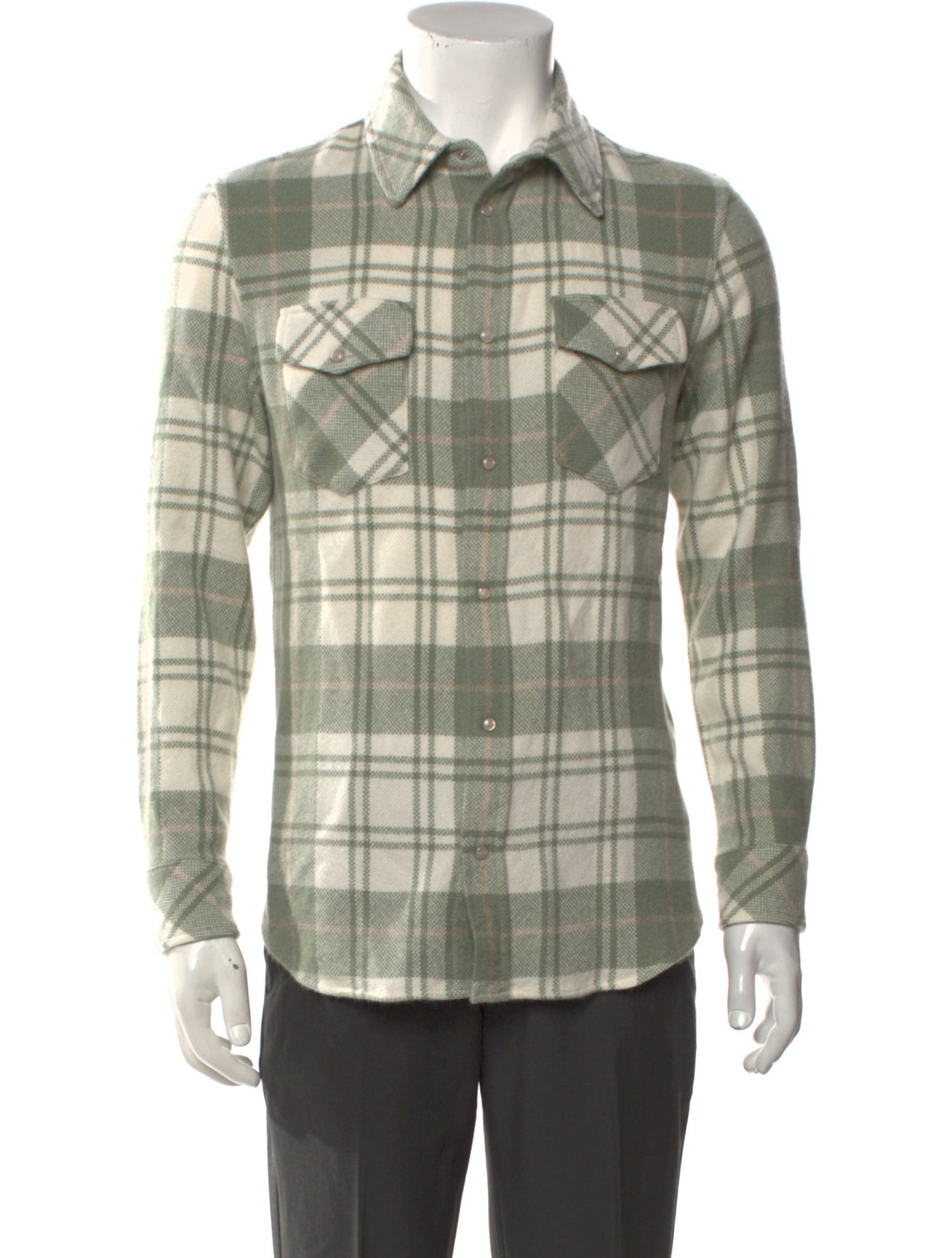 God's True Cashmere Cashmere Plaid Print Western Shirt