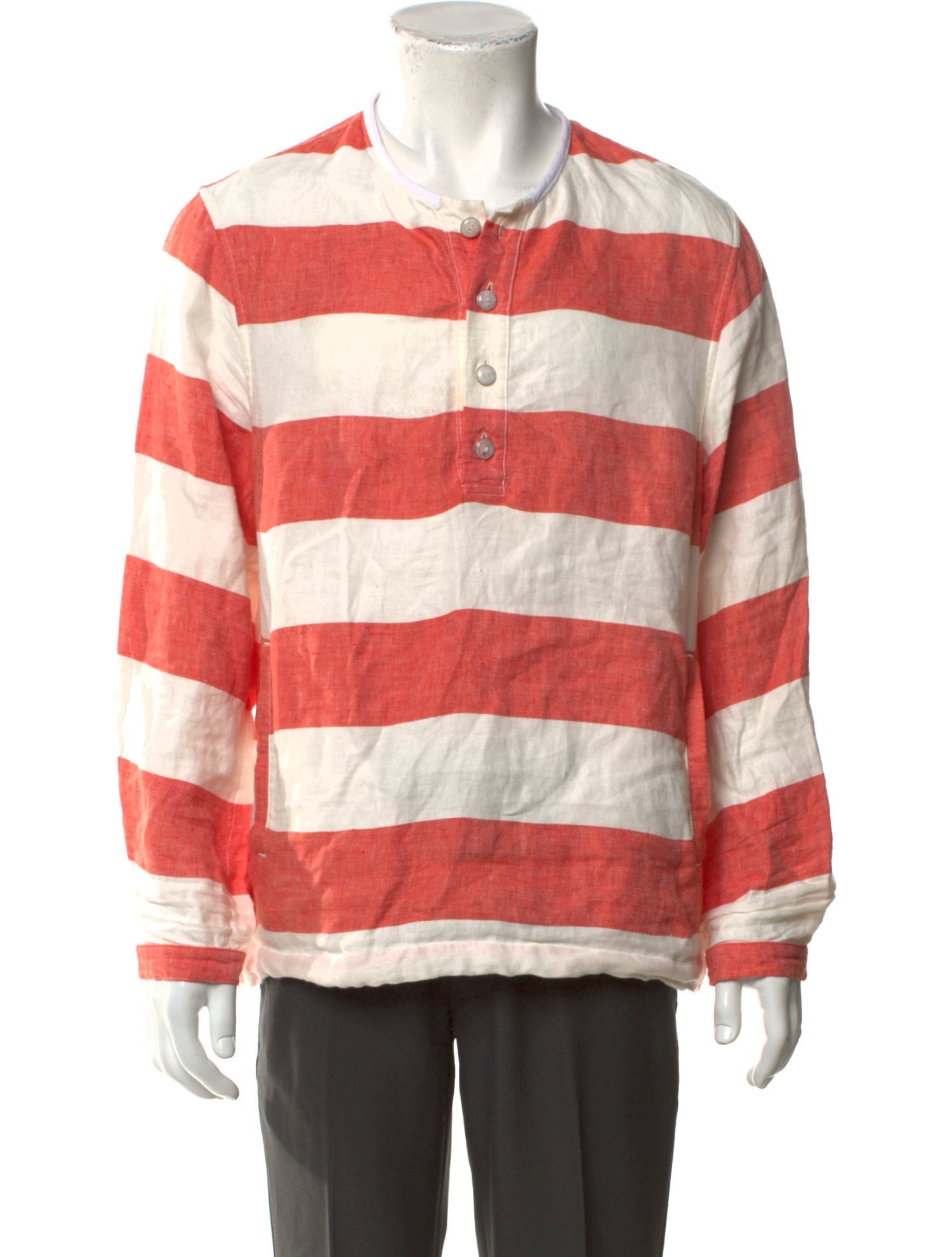 God's True Cashmere Linen Striped Henley