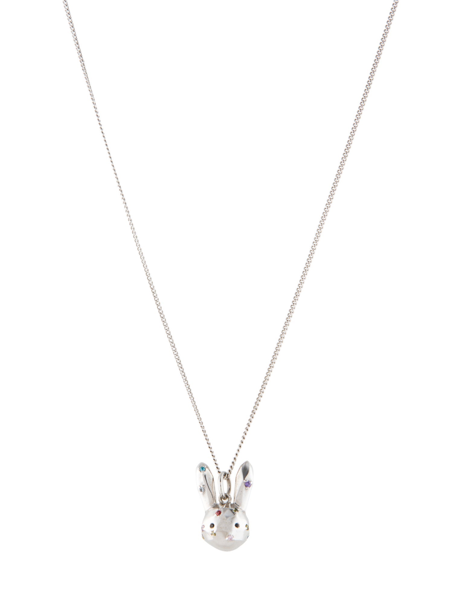 Queenie Cao Cubic Zirconia Sparkle Bunny Pendant Necklace