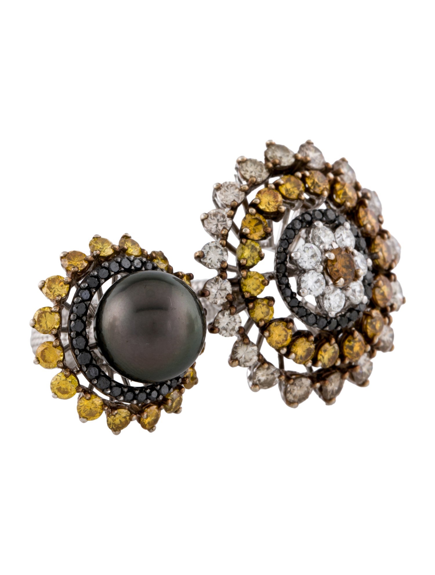 Qayten 18K Pearl & 5.17ctw Diamond Cocktail Ring