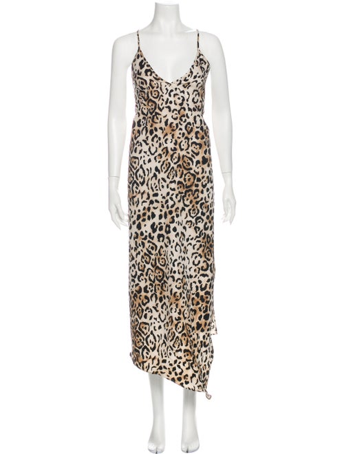 Raey Animal Print Long Dress Brown