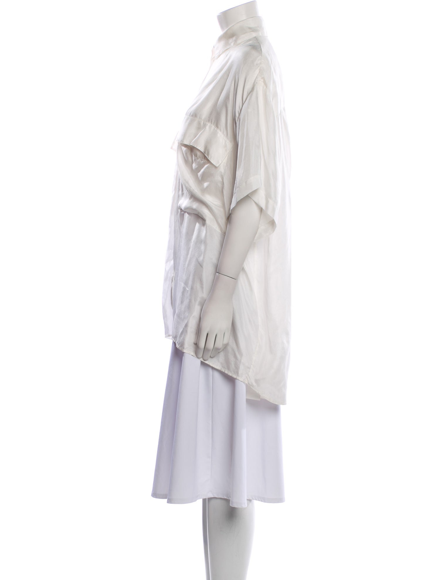 Raey Silk Short Sleeve Button-Up Top