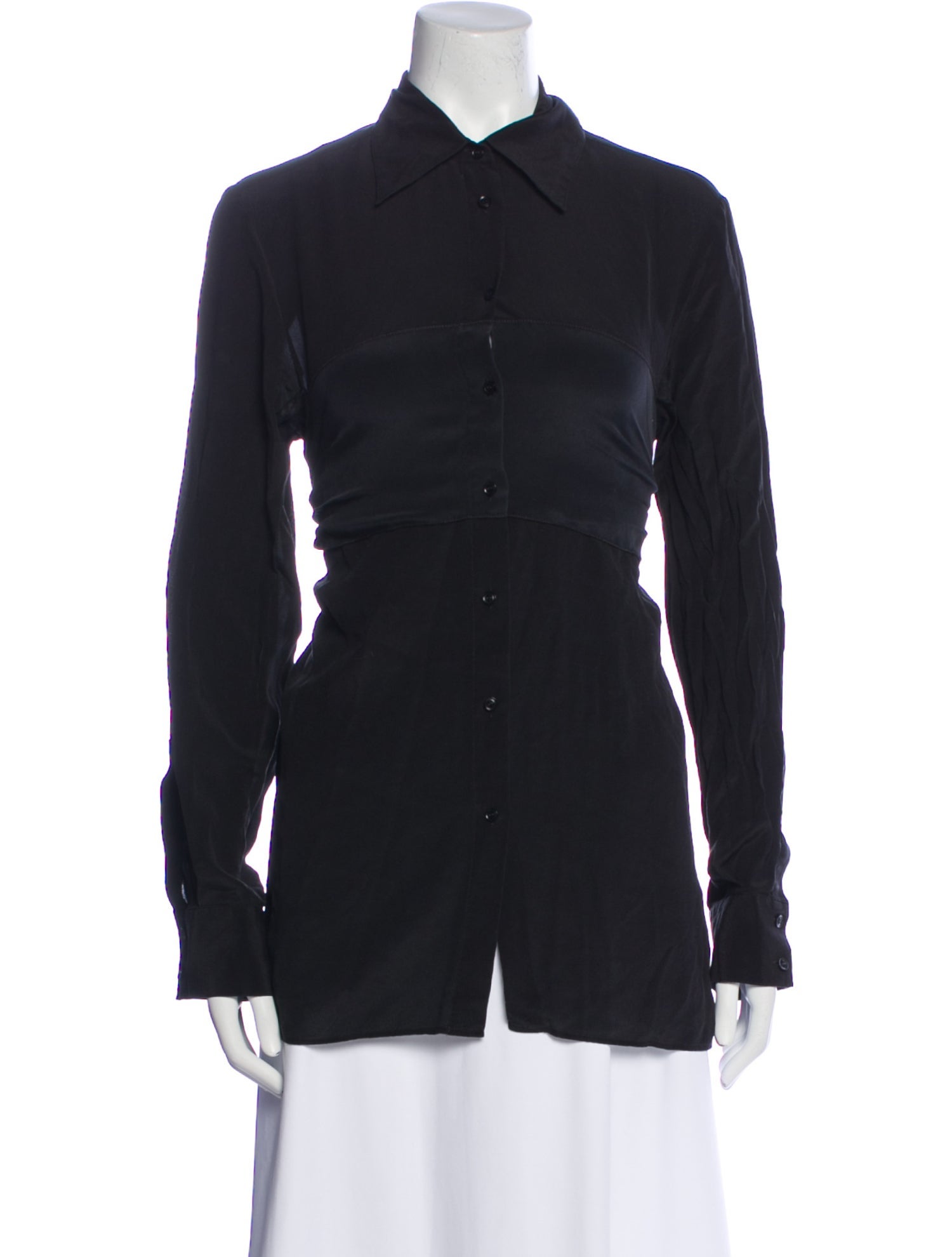 Raey Silk Long Sleeve Button-Up Top