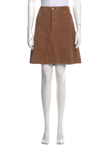 Pre-owned Raey Leather Mini Skirt W/ Tags In Brown
