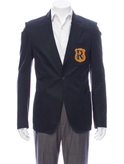 Raf Simons Embroidered Accent Sport Coat Blue