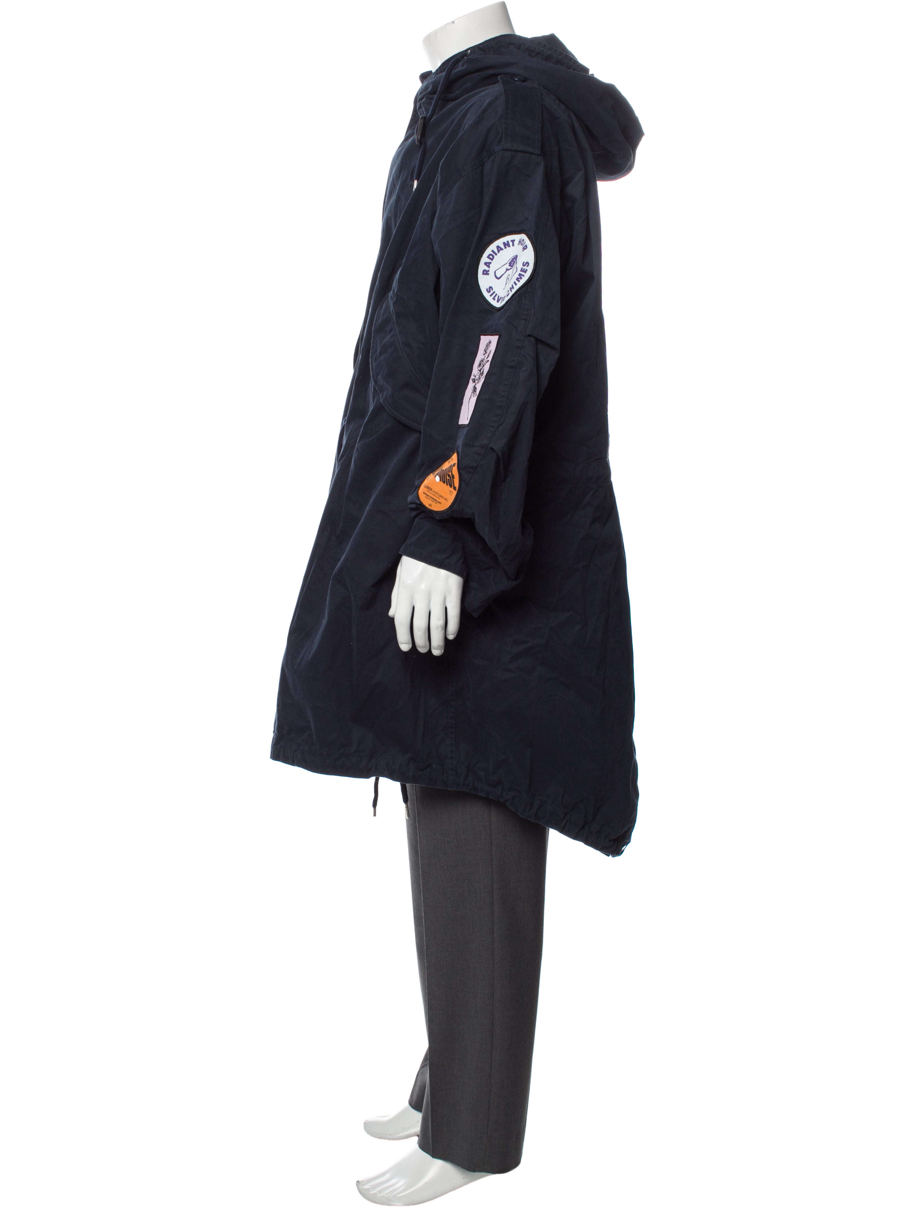 Raf Simons x Fred Perry Graphic Print Parka - Blue Outerwear