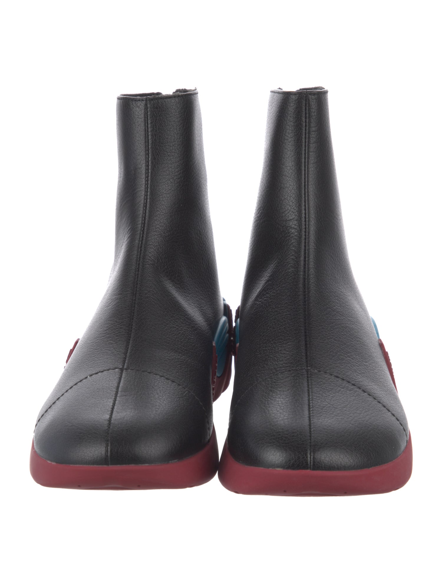 RAF SIMONS レザー サイドゴアブーツ ブラック/レッド/ブルー Raf Simons Cylon Leather Boots - Black Boots, Shoes - RAF26073