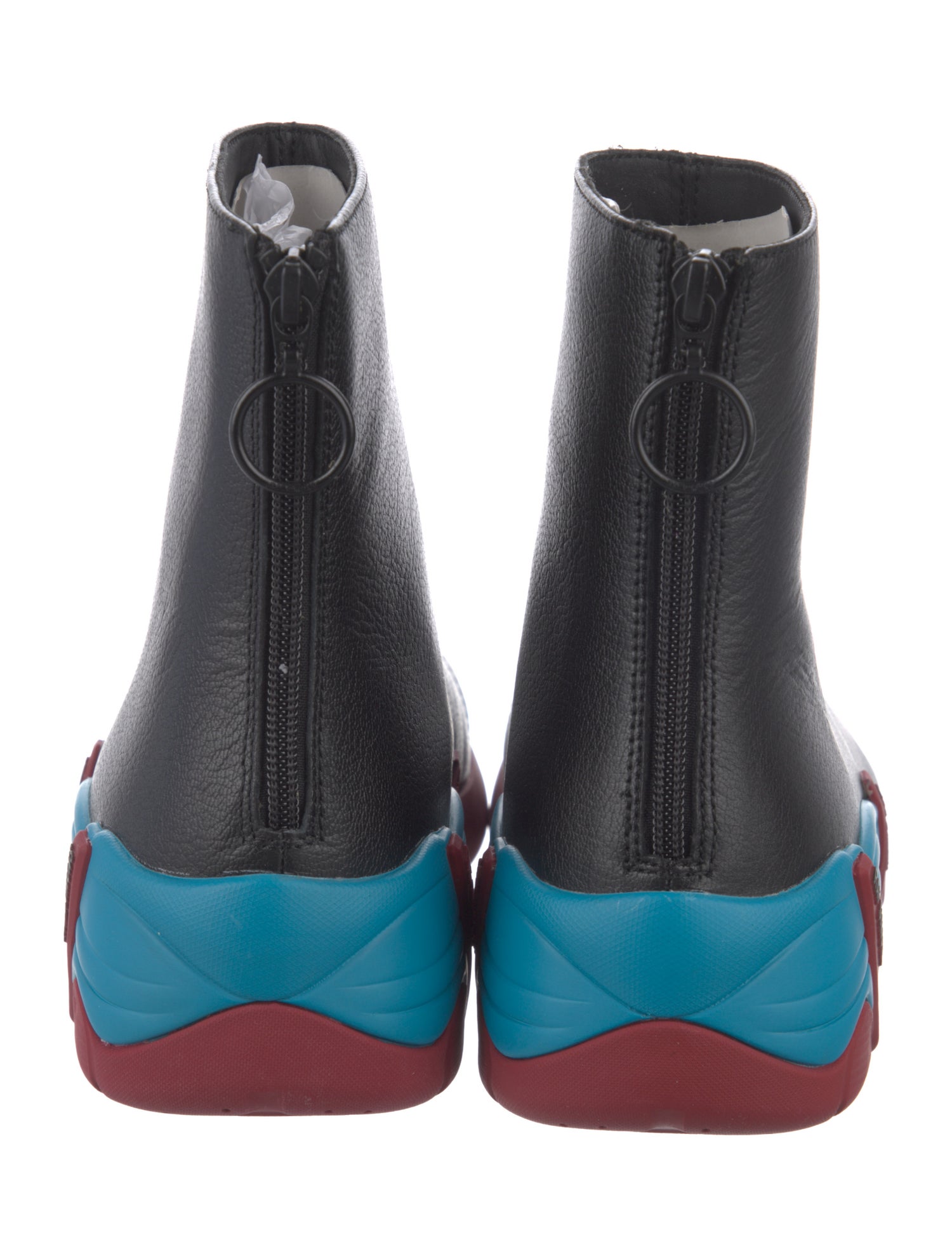 RAF SIMONS レザー サイドゴアブーツ ブラック/レッド/ブルー Raf Simons Cylon Leather Boots - Black Boots, Shoes - RAF26073