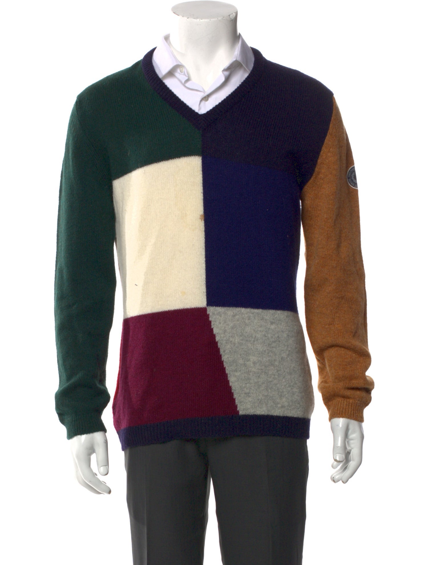 Raf Simons x Fred Perry Wool Colorblock Pattern Pullover