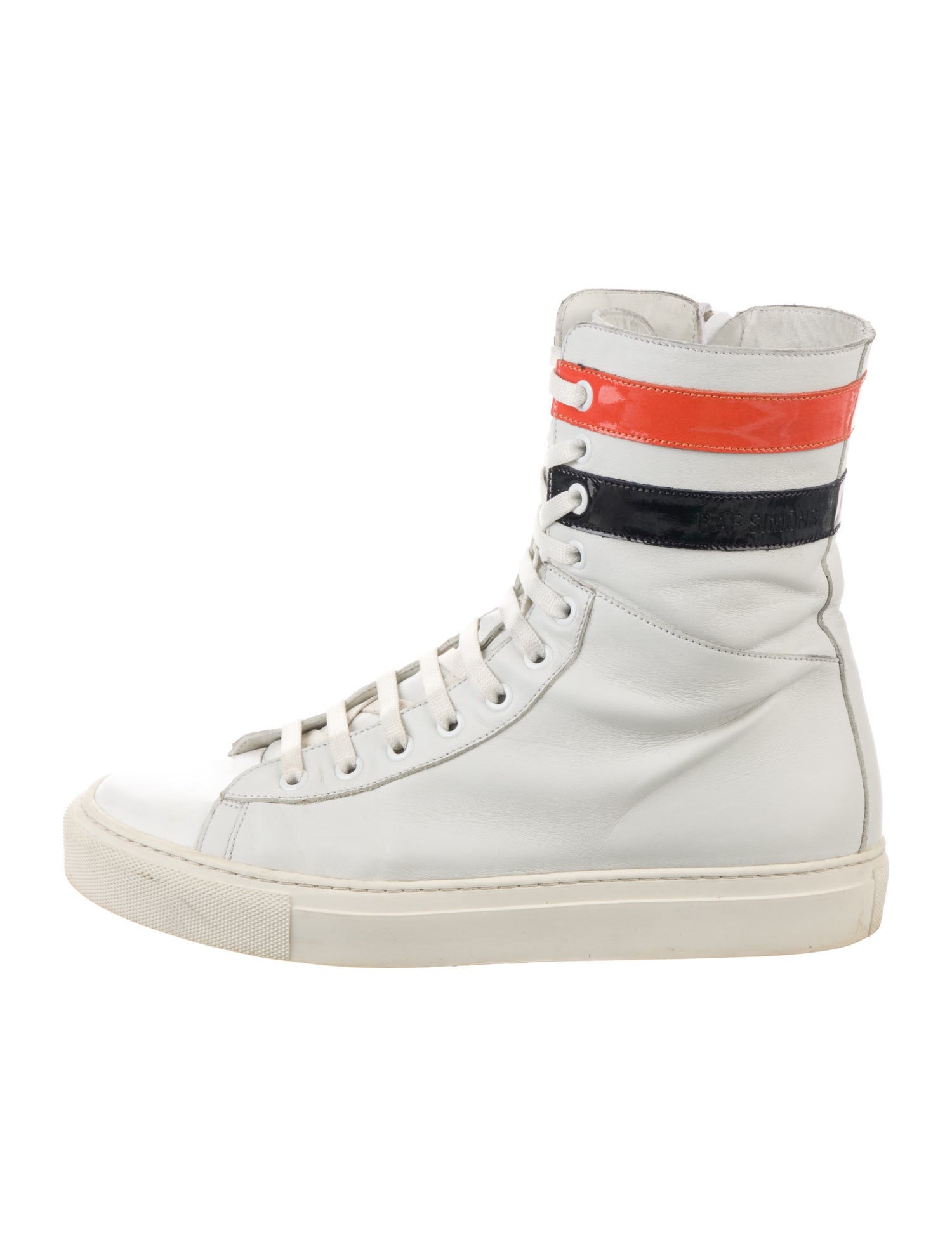 Raf Simons Leather Colorblock Pattern Sneakers