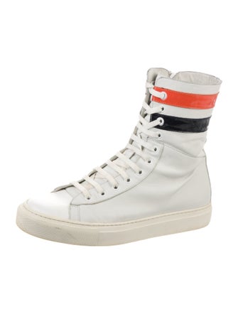 Raf Simons Leather Colorblock Pattern Sneakers