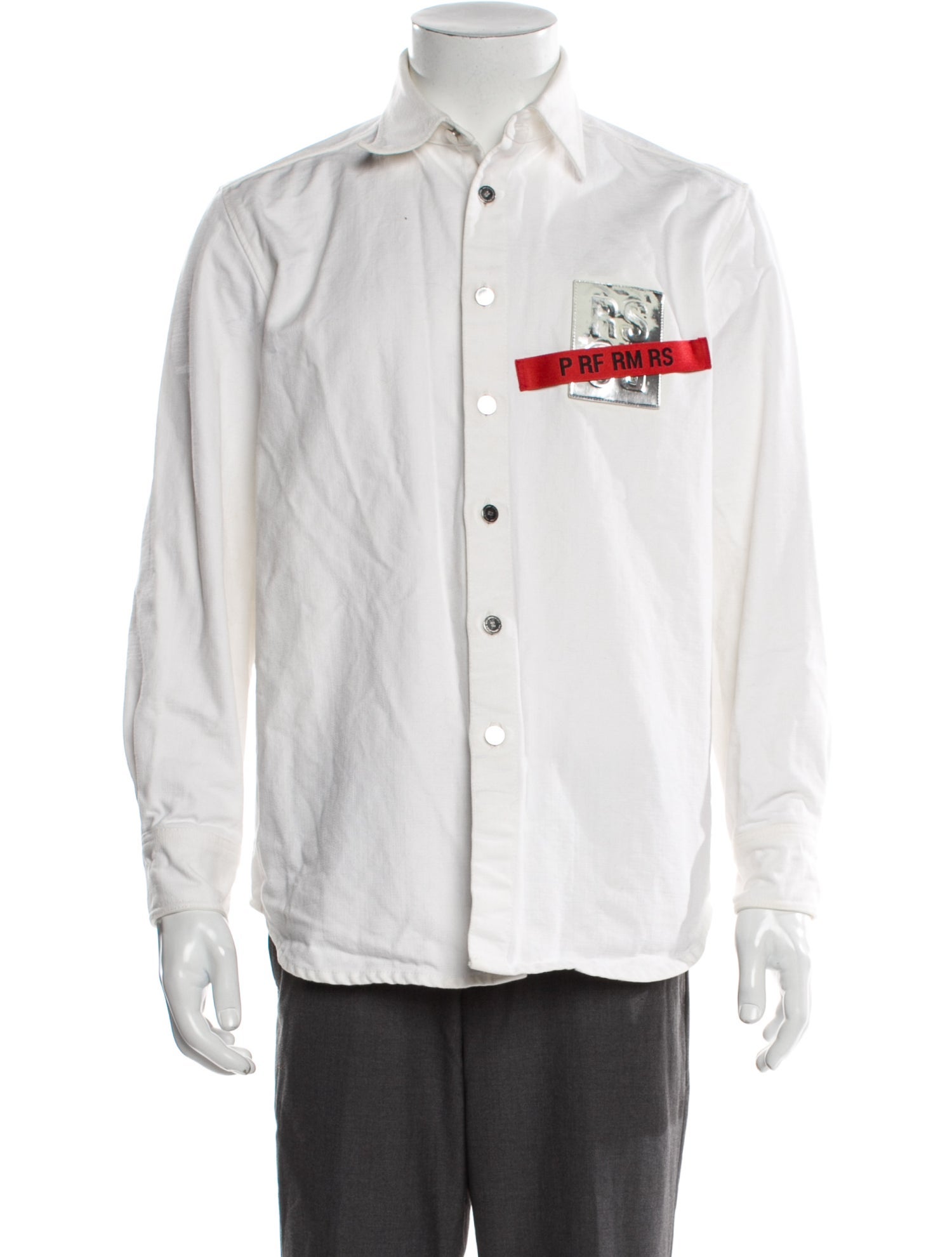 Raf Simons Graphic Print Long Sleeve Denim Shirt