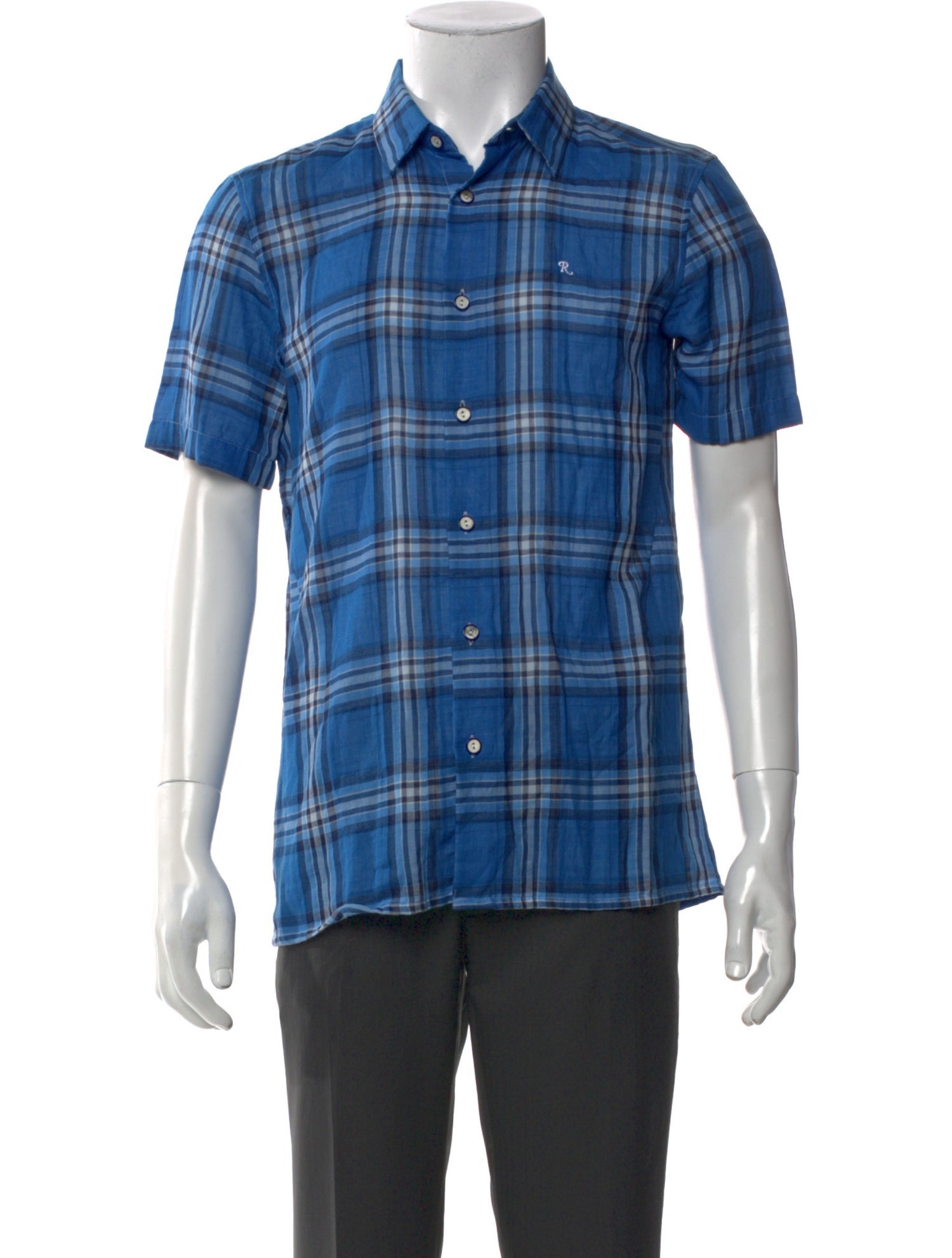 Raf Simons Plaid Print Short Sleeve Shirt
