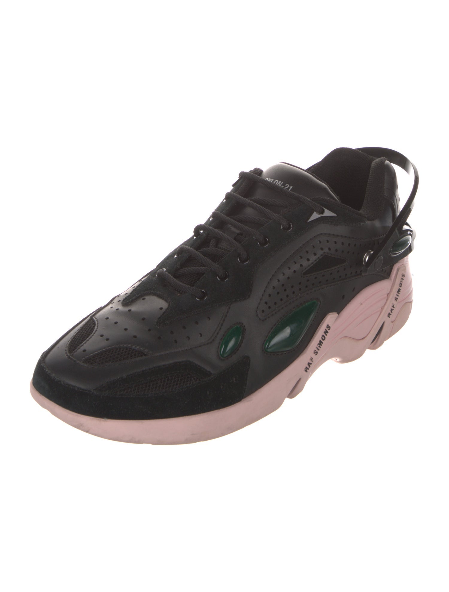 Raf Simons Leather Colorblock Pattern Sneakers