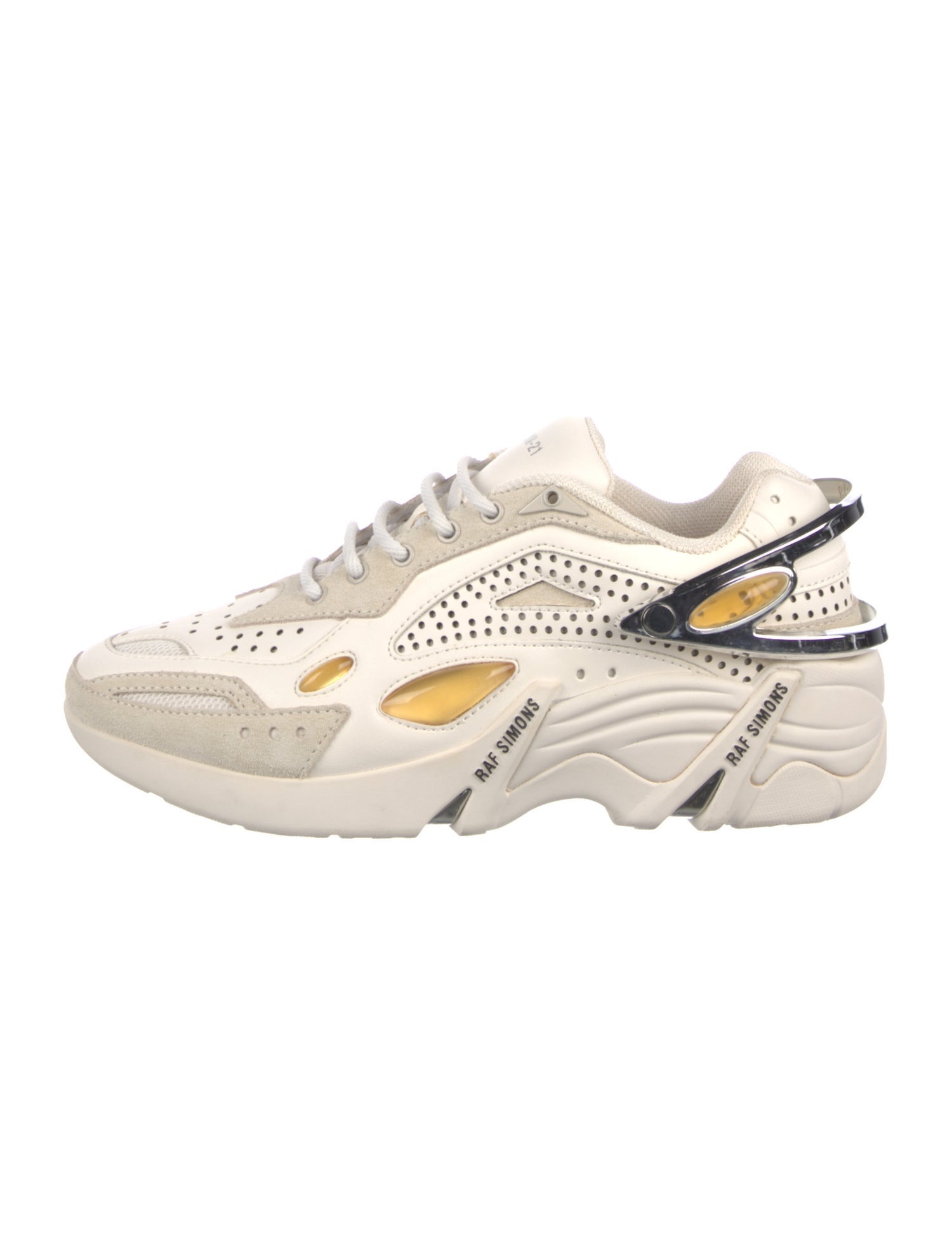 Raf Simons Leather Colorblock Pattern Chunky Sneakers