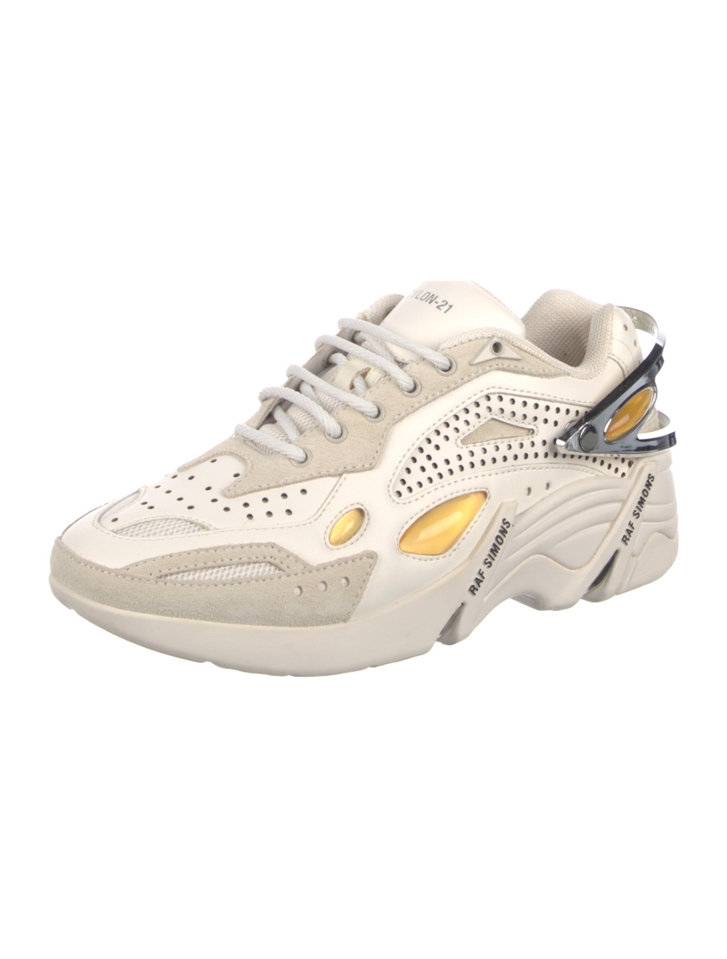 Raf Simons Leather Colorblock Pattern Chunky Sneakers
