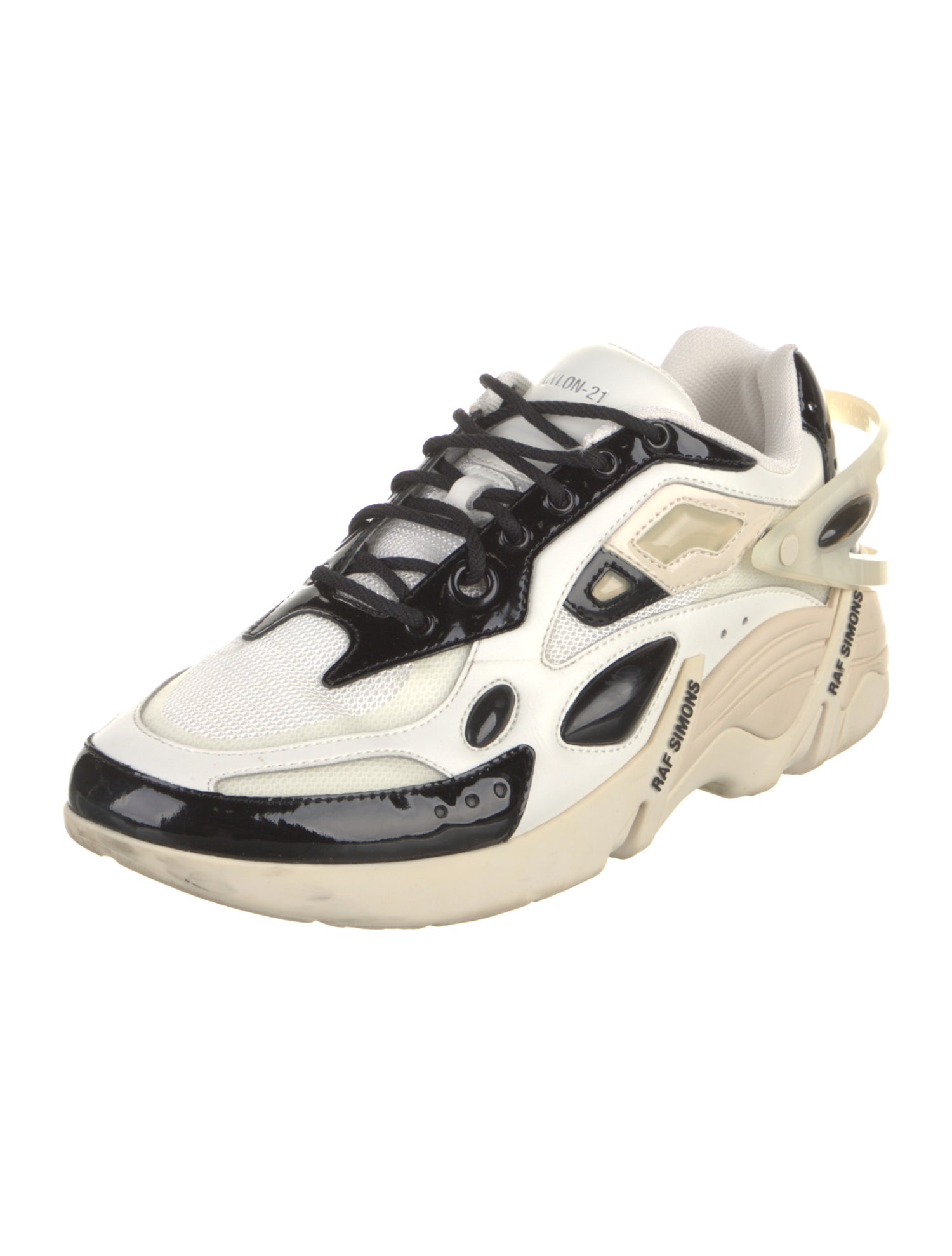Raf Simons Leather Colorblock Pattern Sneakers