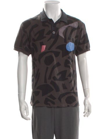 Pre-owned Fred Perry Printed Collar Polo Shirt In Gray