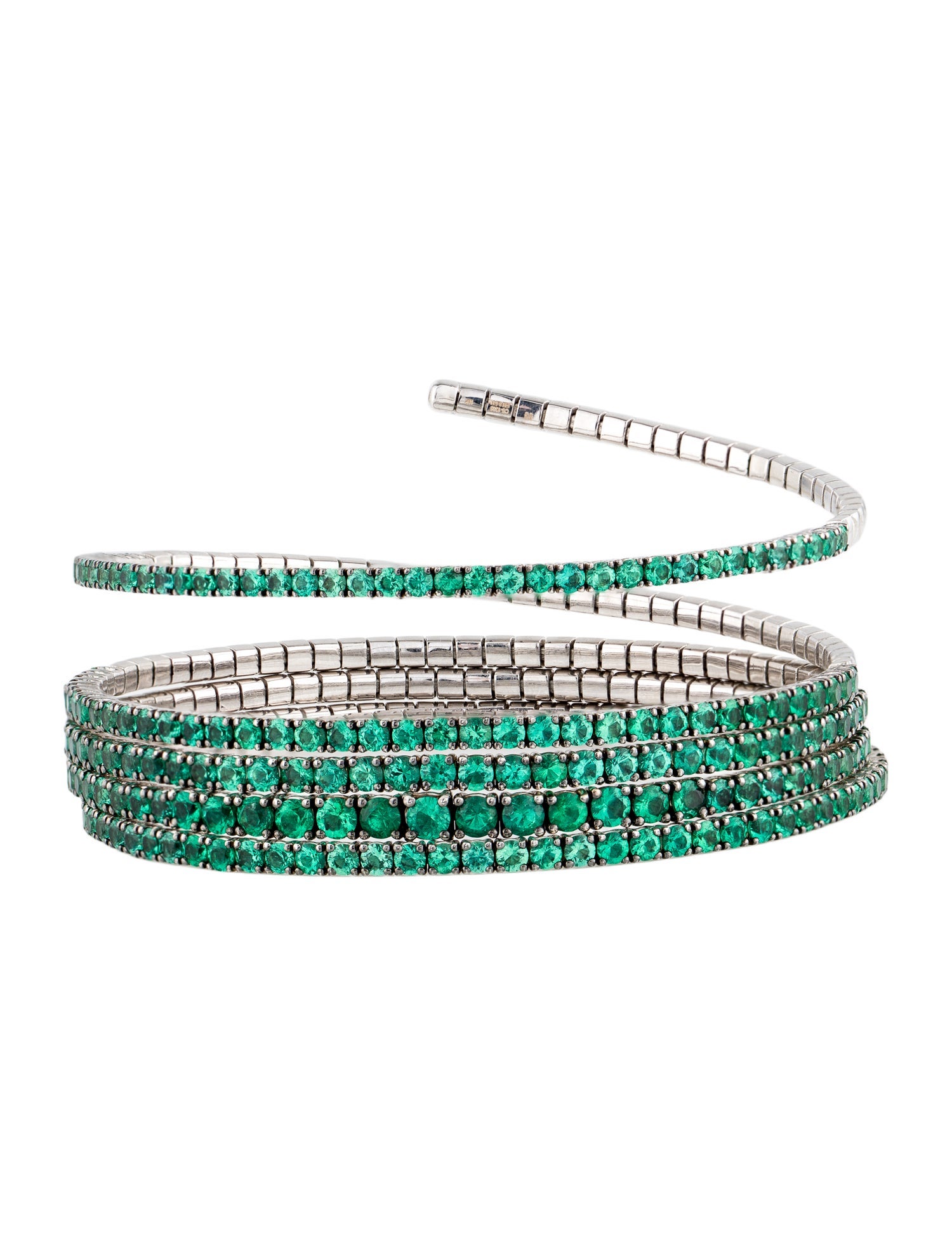 Rahaminov Diamonds 18K 8.64ctw Emerald Coil Wrap Bracelet