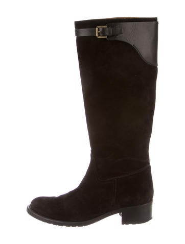 Ralph Lauren Collection Leather-Trimmed Riding Boots