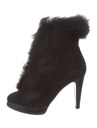 Ralph Lauren Collection Suede Fur Trim Lace-Up Boots