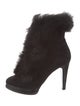 Ralph Lauren Collection Suede Fur Trim Lace-Up Boots
