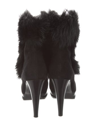 Ralph Lauren Collection Suede Fur Trim Lace-Up Boots