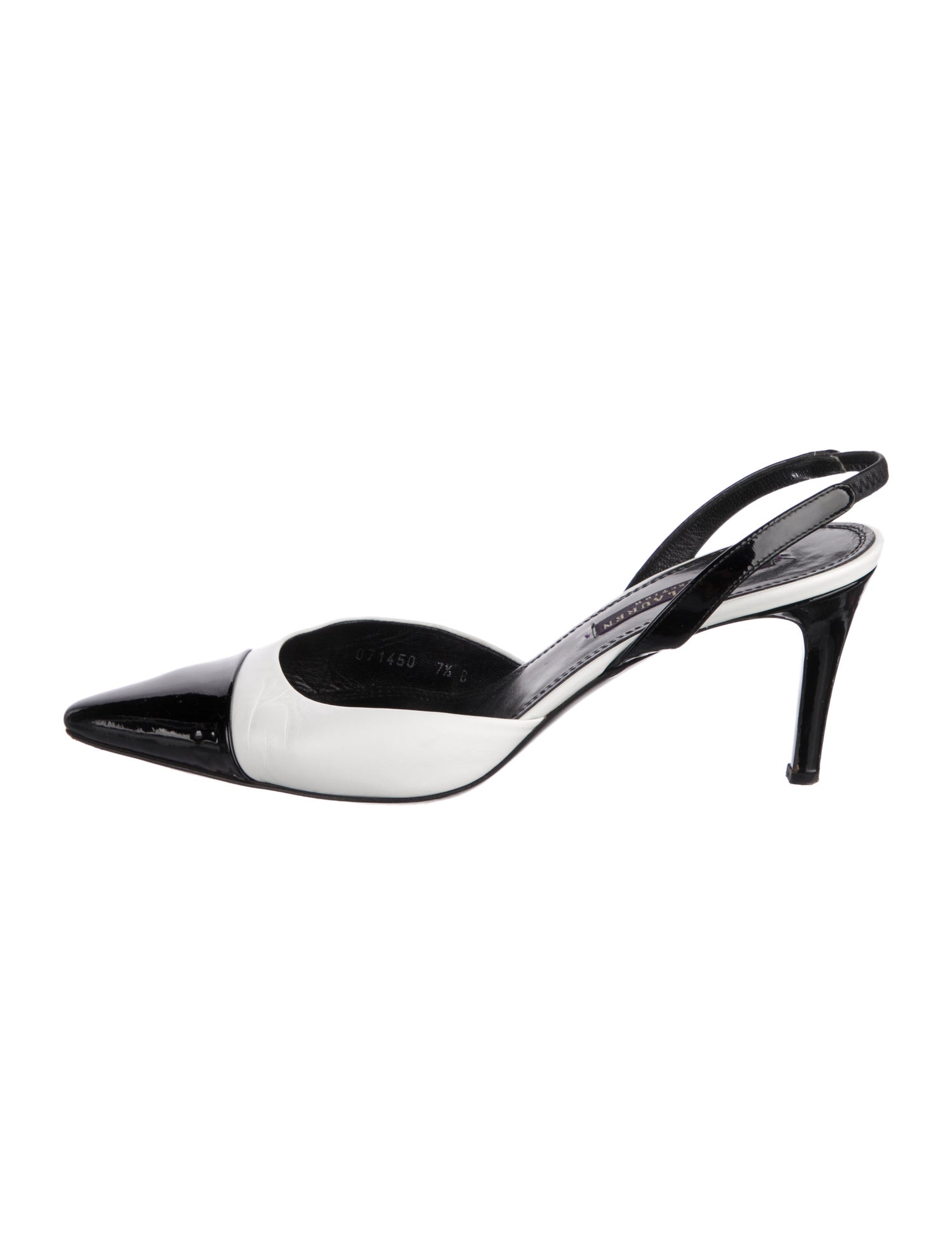 Ralph Lauren Collection Leather Colorblock Pattern Slingback Pumps