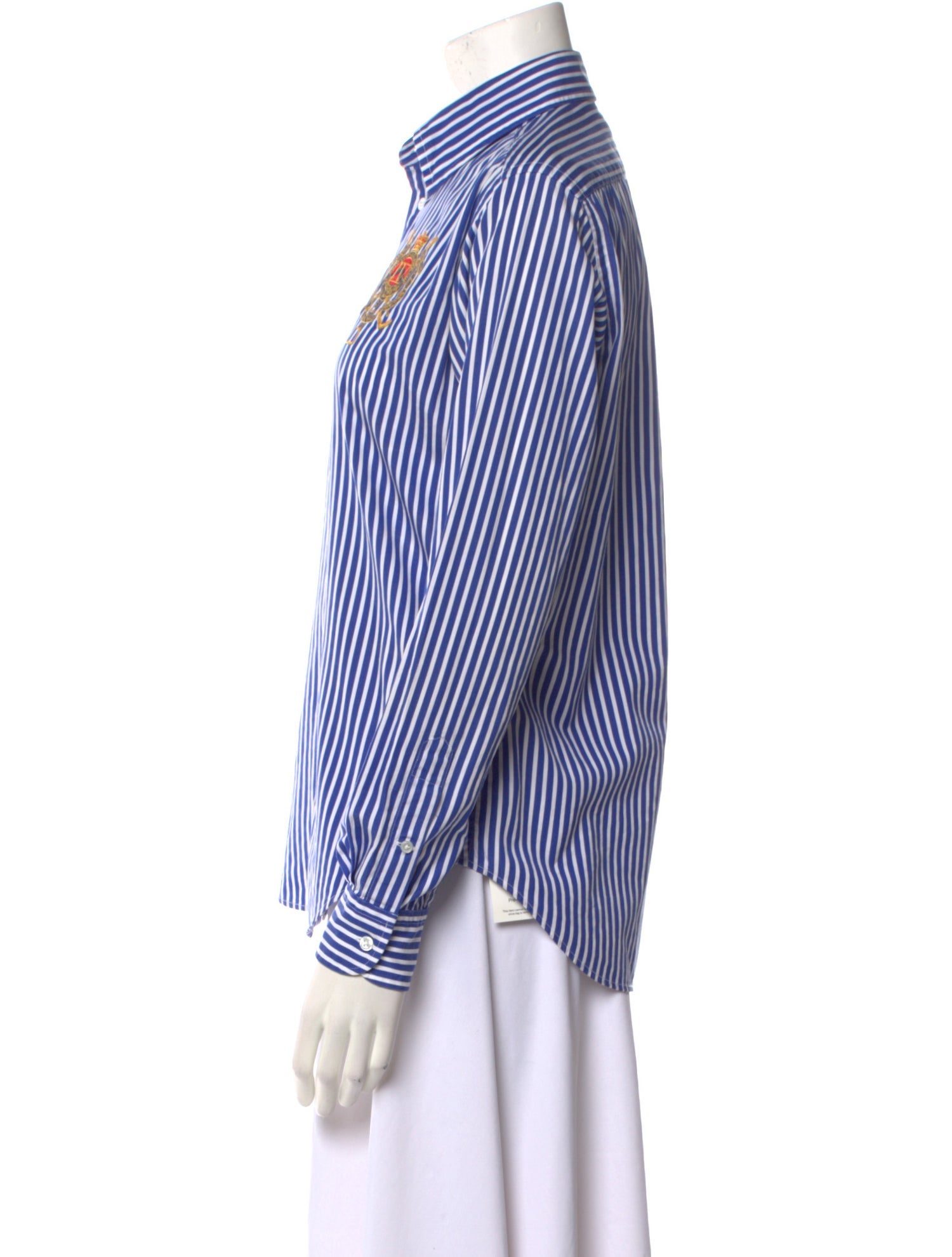 Ralph Lauren Collection Striped Long Sleeve Button-Up Top - Blue Tops ...