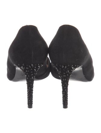 Ralph Lauren Collection Suede Crystal Embellishments D'Orsay Pumps