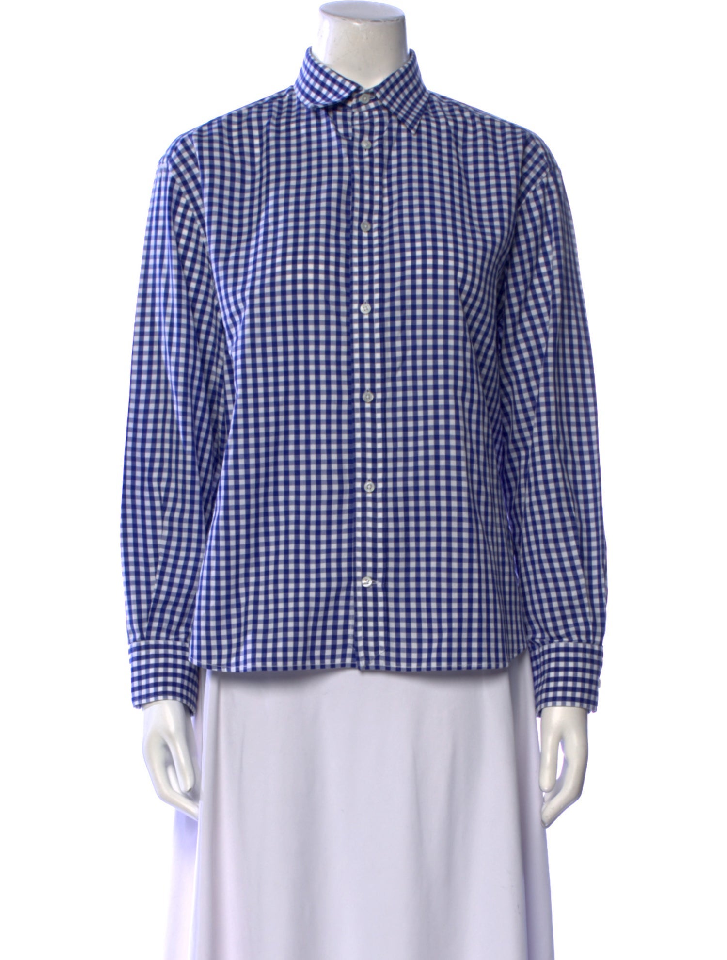 Ralph Lauren Collection Plaid Print Long Sleeve Button-Up Top